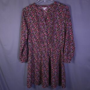 Bass Floral Midi Dress Long Sleeve Size Large Ruffle Cottagecore Prarie